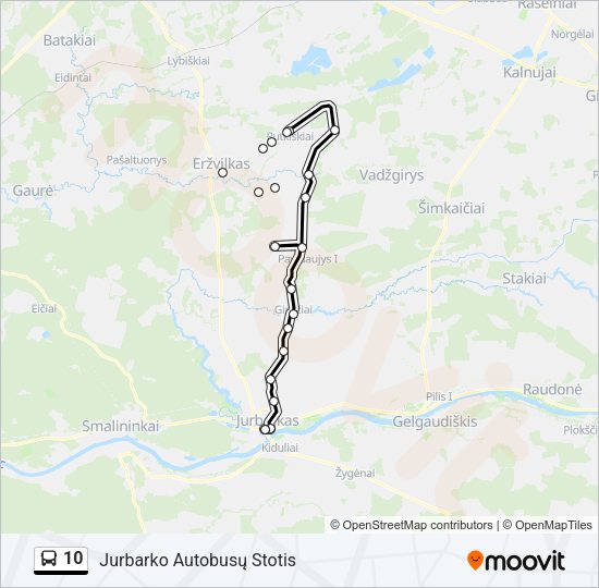 Автобус 10: карта маршрута