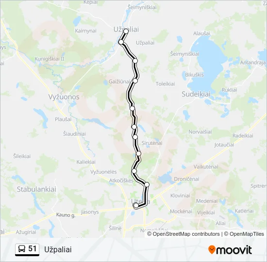 Автобус 51: карта маршрута