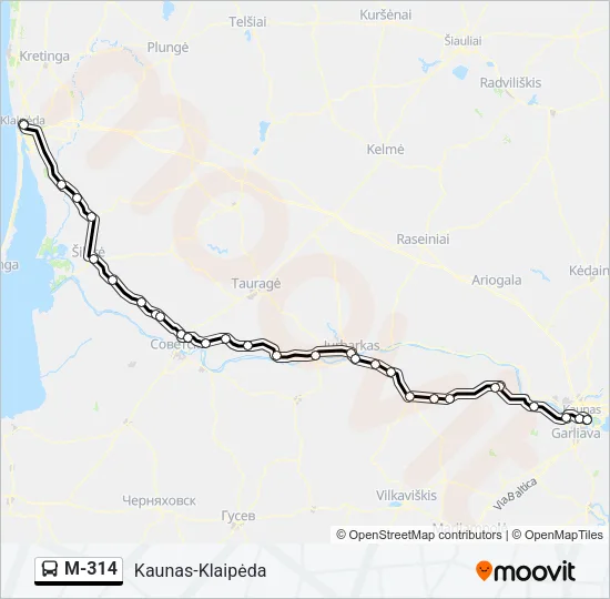 M-314 Bus Line Map
