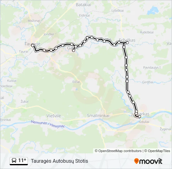 11* Bus Line Map