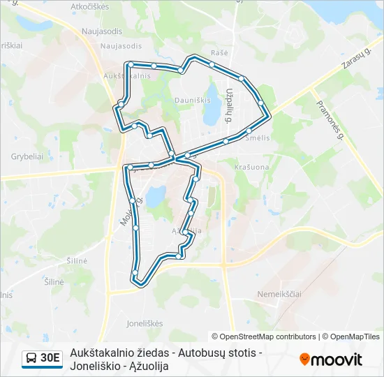 Автобус 30E: карта маршрута