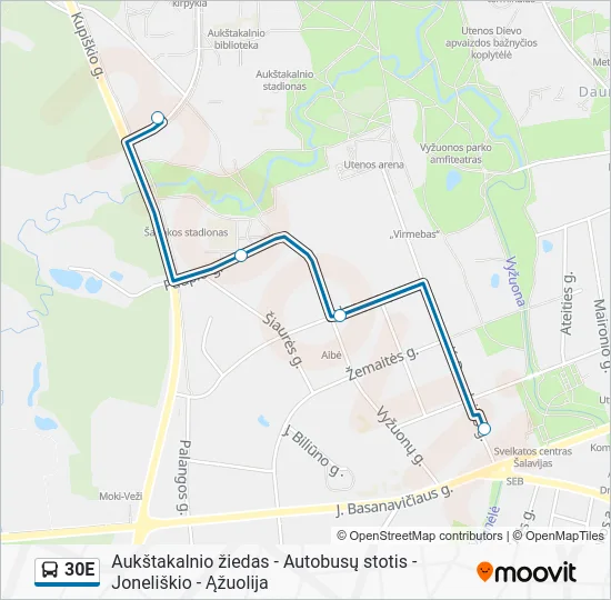 Автобус 30E: карта маршрута