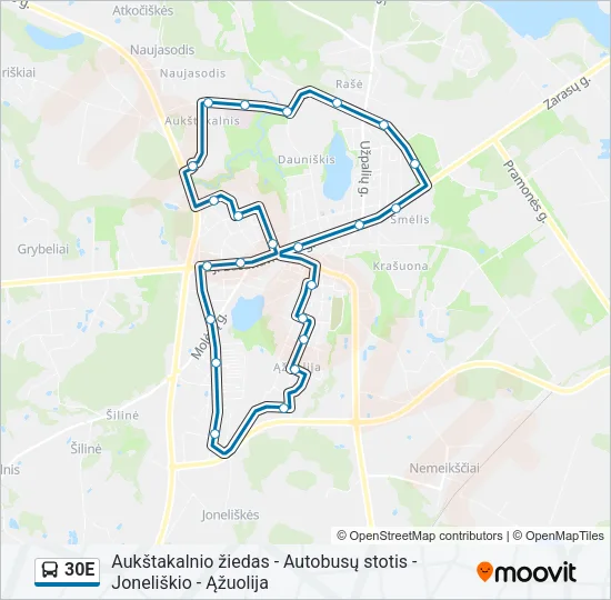 30E Bus Line Map
