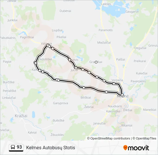 Автобус 93: карта маршрута