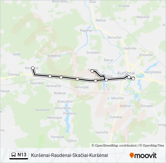 Автобус N13: карта маршрута