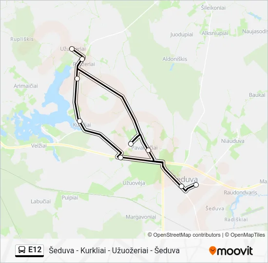 Автобус E12: карта маршрута