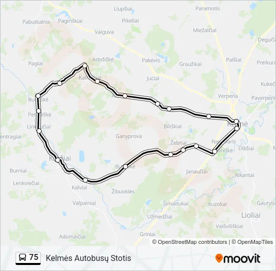 75 Bus Line Map