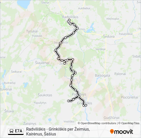 Автобус E7A: карта маршрута