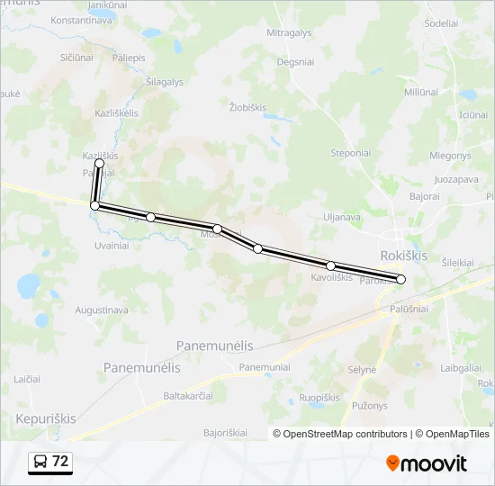 Автобус 72: карта маршрута