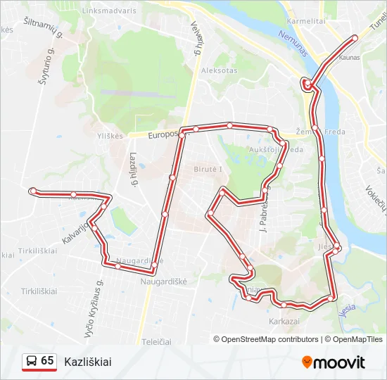 65 Bus Line Map