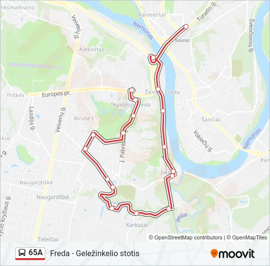 Автобус 65A: карта маршрута