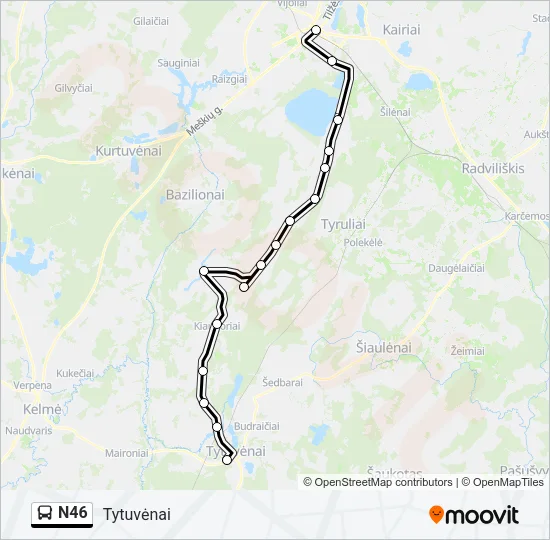 Автобус N46: карта маршрута
