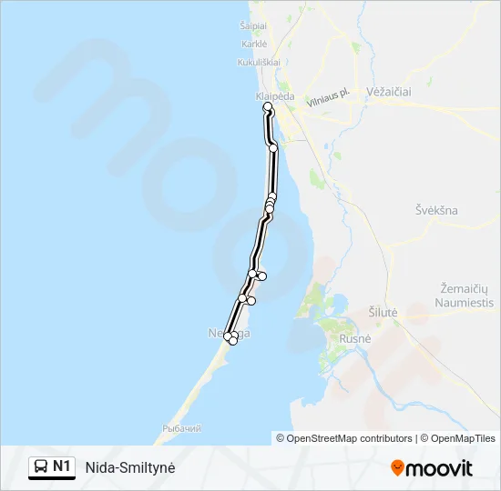 N1 Bus Line Map