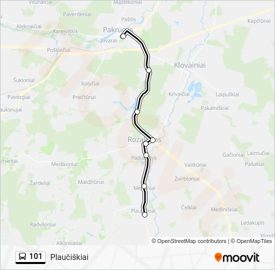 Автобус 101: карта маршрута