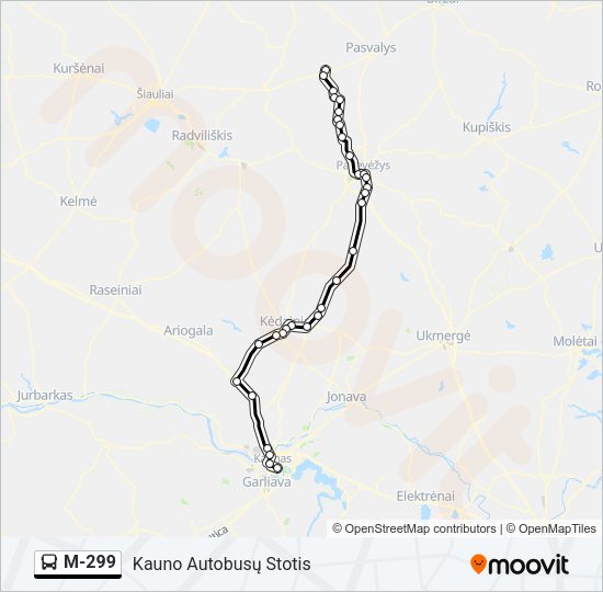 Автобус M-299: карта маршрута