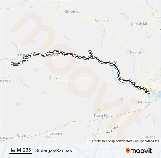Автобус M-235: карта маршрута