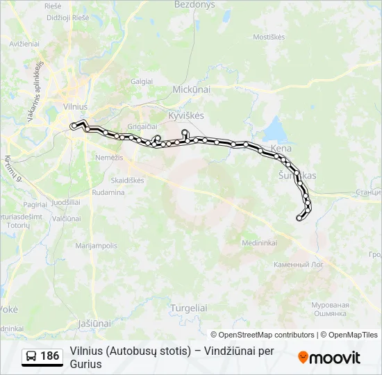 186 Bus Line Map