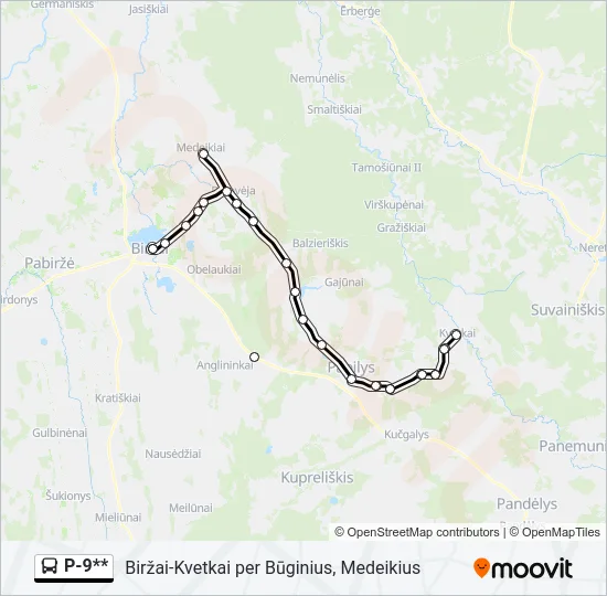 P-9** Bus Line Map