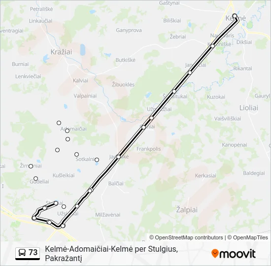 Автобус 73: карта маршрута