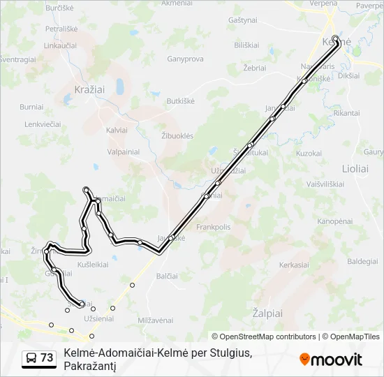 Автобус 73: карта маршрута
