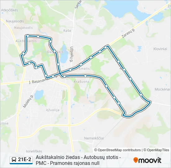 Автобус 21E-2: карта маршрута