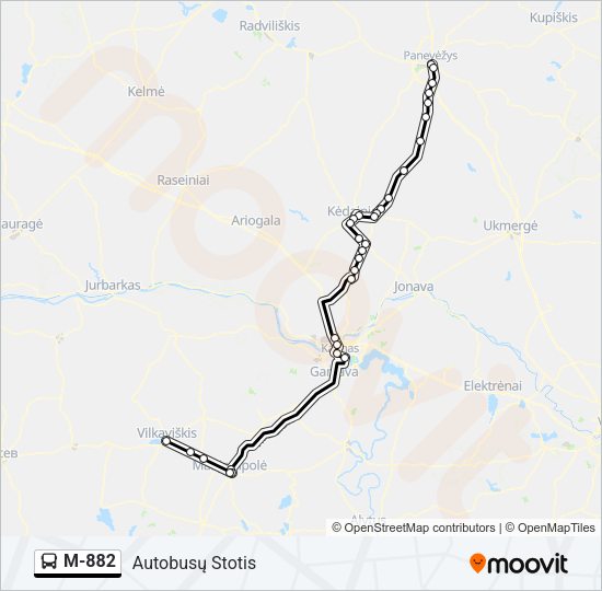 M-882 Bus Line Map