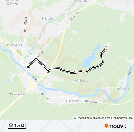 157M autobusas kelionės žemėlapis