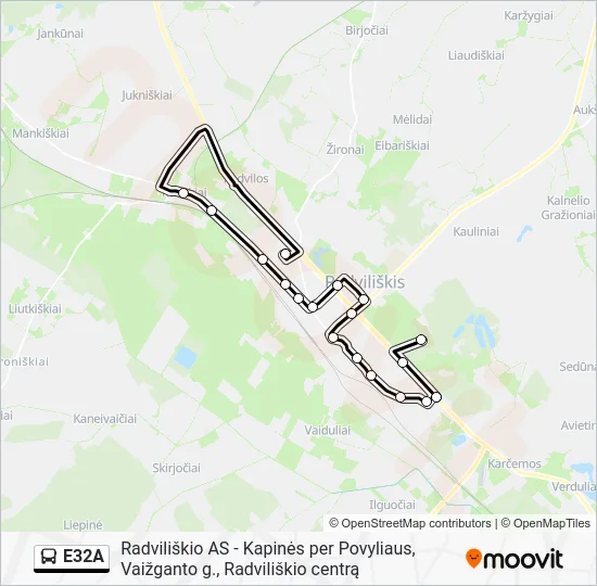 Автобус E32A: карта маршрута