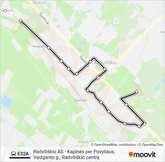 Автобус E32A: карта маршрута