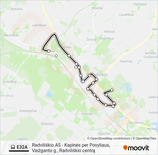 Автобус E32A: карта маршрута