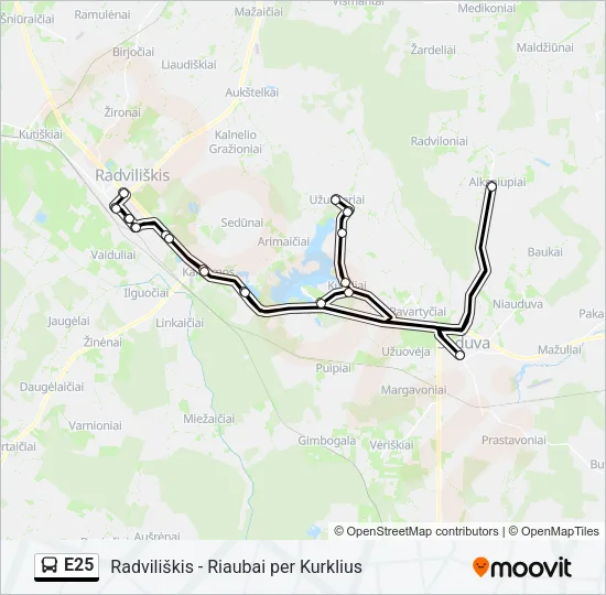 Автобус E25: карта маршрута
