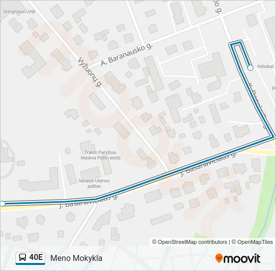 40E Bus Line Map
