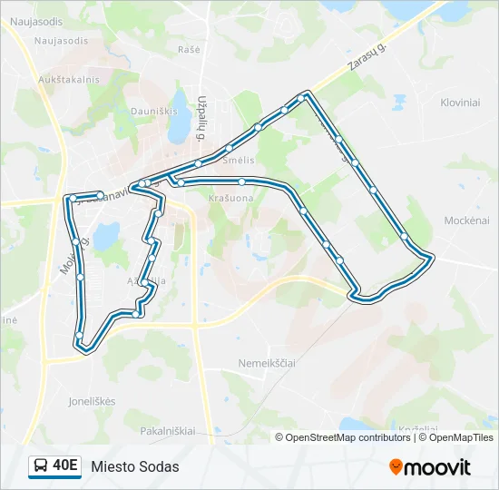 40E Bus Line Map