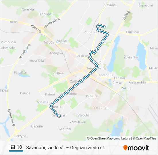 Автобус 18: карта маршрута