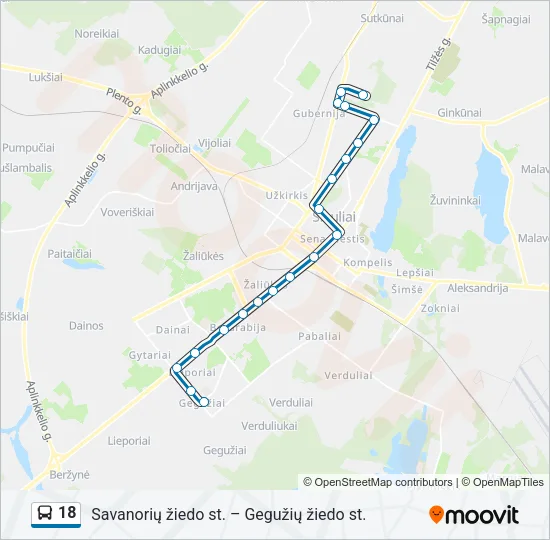 18 Bus Line Map