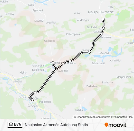 B76 Route: Schedules, Stops & Maps - Naujosios Akmenės Autobusų Stotis ...