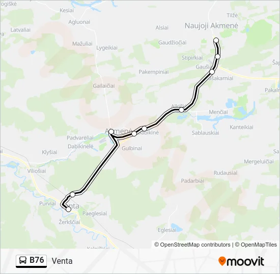 Автобус B76: карта маршрута