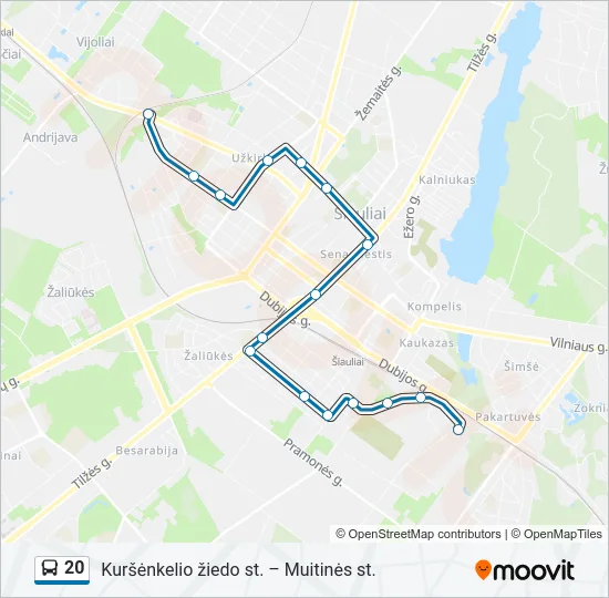 Автобус 20: карта маршрута