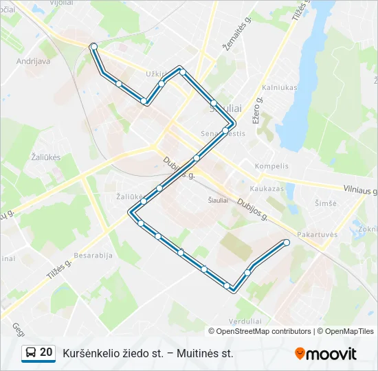 Автобус 20: карта маршрута