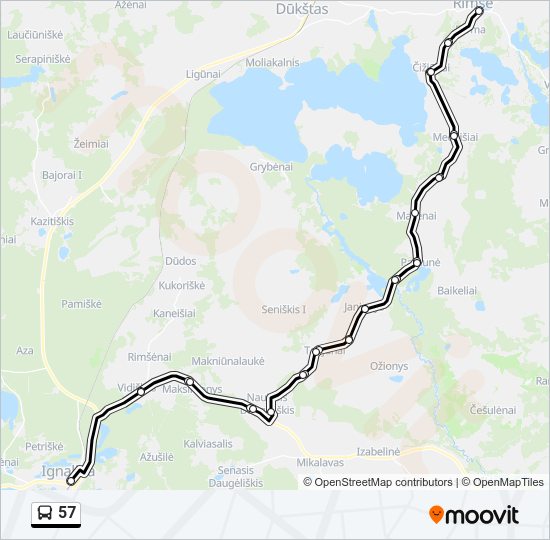 Автобус 57: карта маршрута