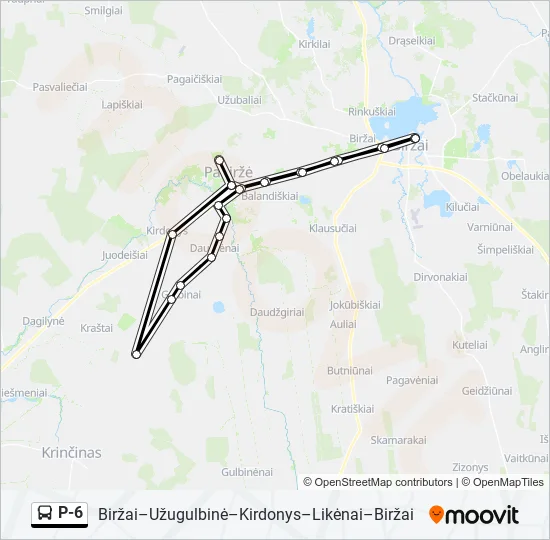 Автобус P-6: карта маршрута