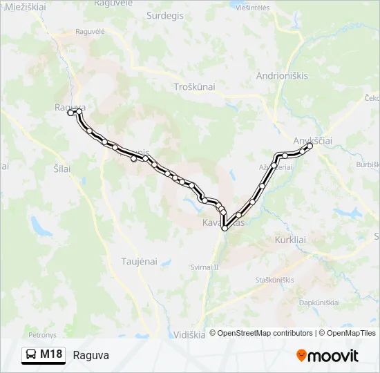 Автобус M18: карта маршрута