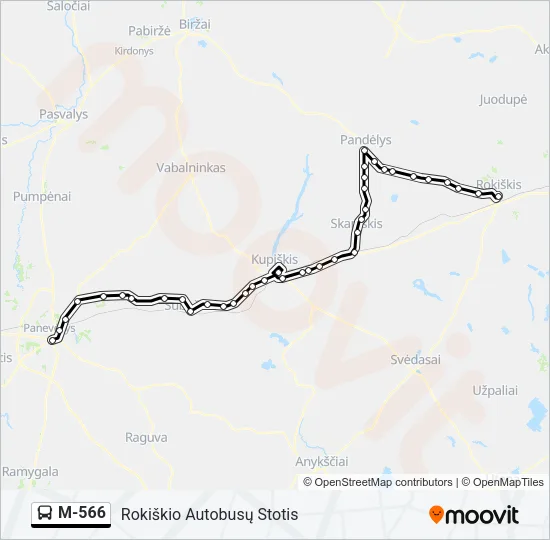 M-566 Bus Line Map
