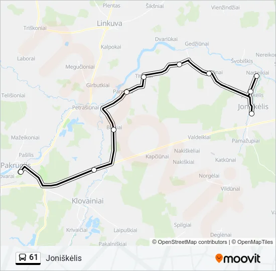 61 Bus Line Map