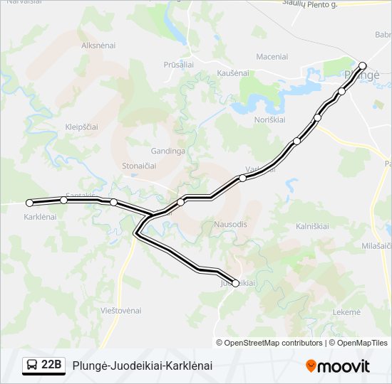 Автобус 22B: карта маршрута