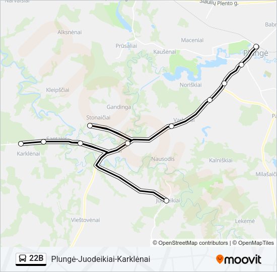 Автобус 22B: карта маршрута