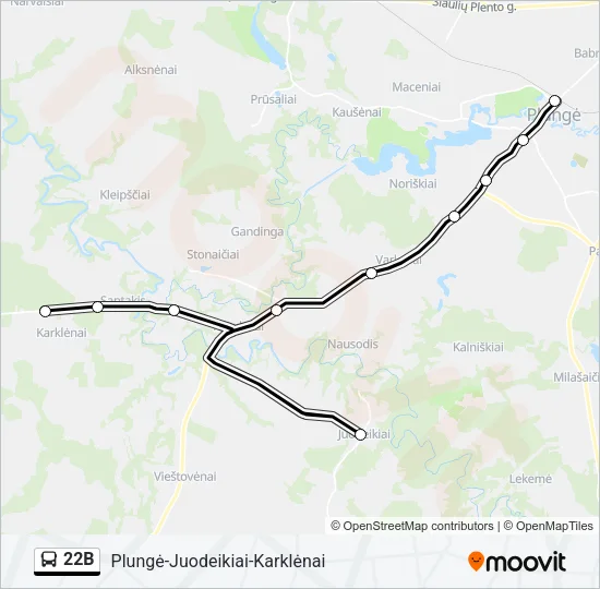 Автобус 22B: карта маршрута