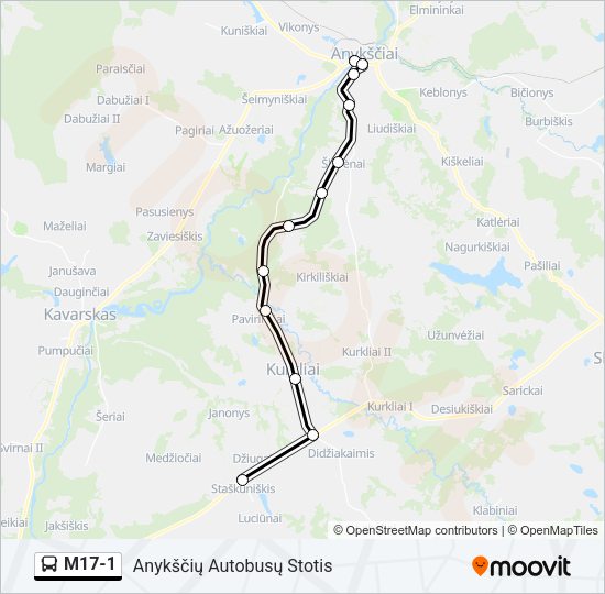  M17-1: карта маршрута