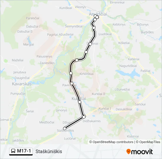 M17-1 Bus Line Map