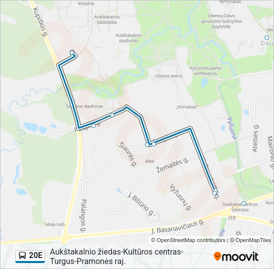 20E Bus Line Map